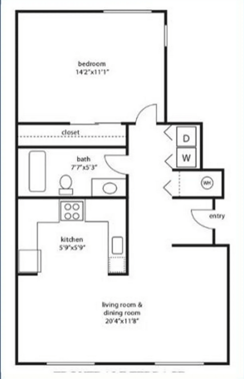 Tourtdale Terrace Floorplan_One Bed